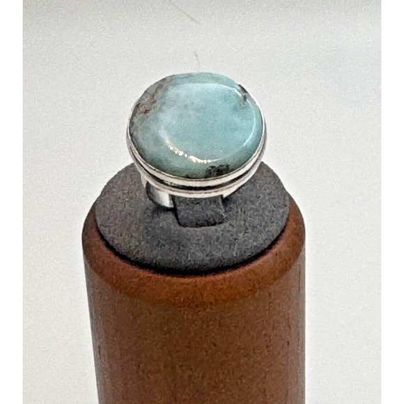 Caribbean Blue Larimar Natural Gemstone Ring .925 Stone Ring Sz 6.5 - 7.83 Grams - Picture 2 of 4